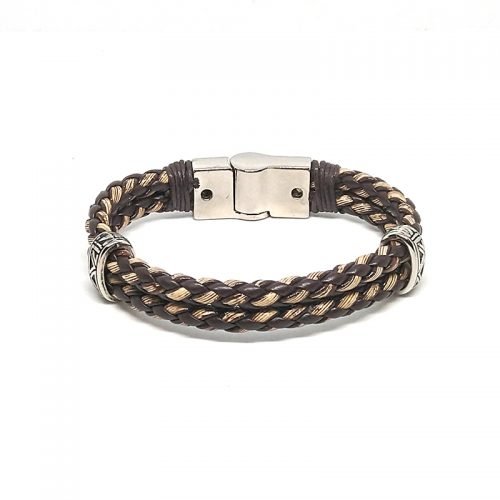 Pulseira masculina em couro preto Básica Pulse Store Loja Oficial